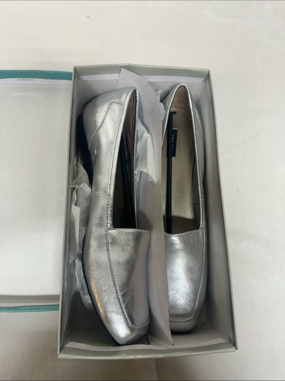 Array Silver Leather Slip On Loafers